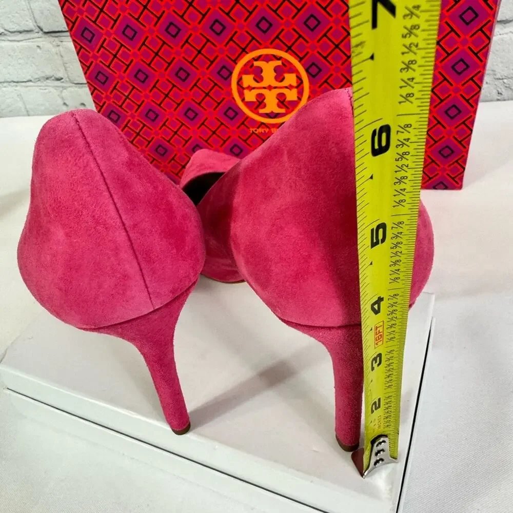 #TORY BURCH Elana 85mm Pump Kid Suede Pink Size 7.5